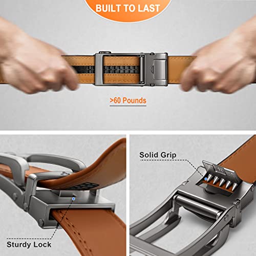 Image of BULLIANT Ratchet Trimmable Leather Belt for Men Adjustable 1 3 /8-Gift Boxed | Smooth Sliding | Micro Adjustable Fit | Tailored Size | Holeless Understated Elegance