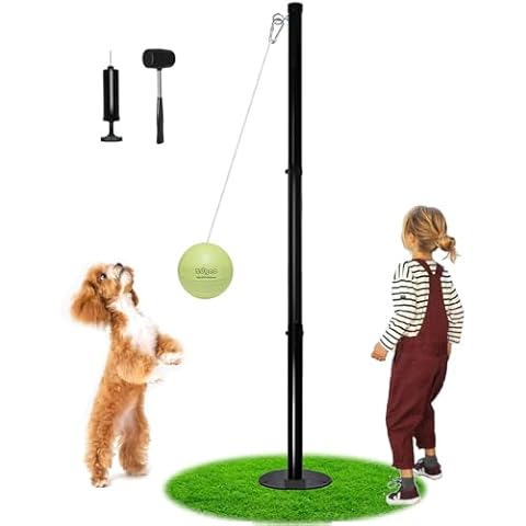 FDLS Tetherball Set with Tetherball Ball, Rope and Pole, Heavy Duty Tetherball Set for Backyard Tetherball Game Cover