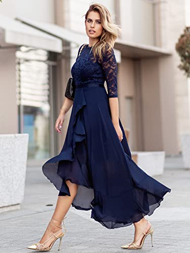 Miusol Women's Elegant Floral Lace Ruffle Bridesmaid Maxi Dress3