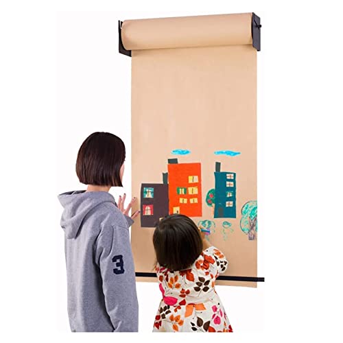 Distributeur de papier kraft mural et cutter pour gribouillage créatif, bureau et studio, rouleau de 50 m inclus