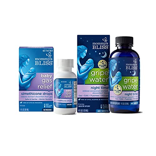 Image of Mommy's Bliss Fast-Acting Baby Gas Relief Drops 100 Servings (Pack of 1) with Gripe Water Night Time 24 Servings (Pack of 1) for Day/Night Gas Relief