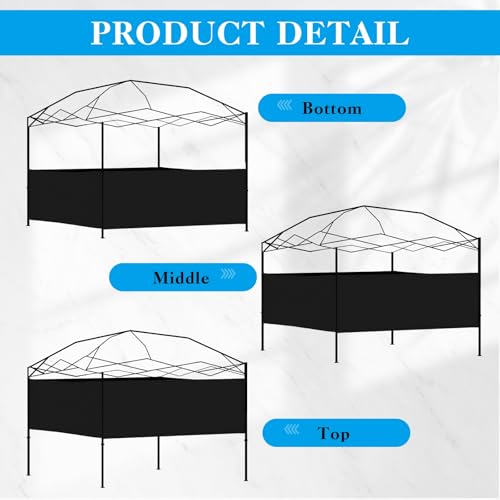 Vincreem 4 Pcs Canopy Half Wall Tent Sidewall for 10x10 Pop up Canopy Sidewall Only Waterproof Instant Panel Wall Accessories for 10\' x 10\', 10\' x 15\', 10\' x 20\' Vertical Leg Gazebo Shelter(Black)