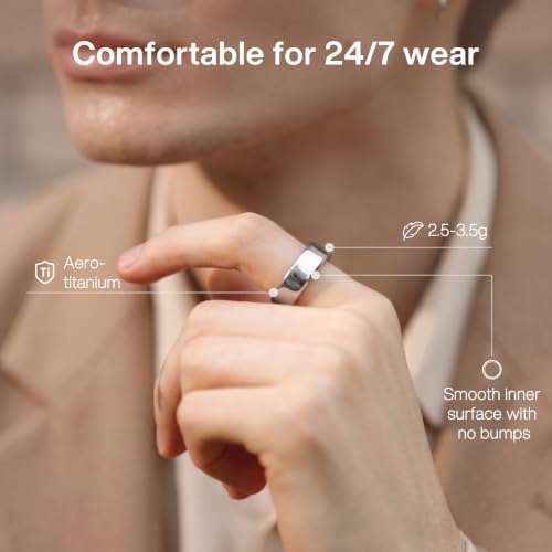 Image of POBOVi Gen 2 Titanium Smart Ring for Women & Men, Sleep & Heart Rate Tracker, No Subscription, Size Before You Buy (Polished Silver, Size 11)