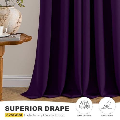 Image of MIULEE Blackout Curtains for Bedroom Living Room 2 Panels, Thermal Insulated Room Darkening Drapes Grommet Noise Reducing Light Blocking Window Treatments 63 Inches Long 40x63 Inch Royal Purple