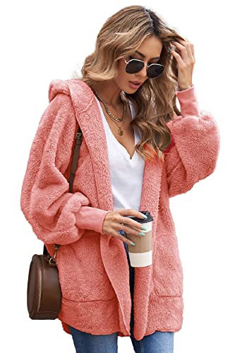 Nadeer Frühlingsmantel Damen Strickjacken Mäntel Cardigan Warm Plüschjacke Kurzmantel Hoodie Spring Herbst Jacke Kapuzenjacke mit Taschen Cover