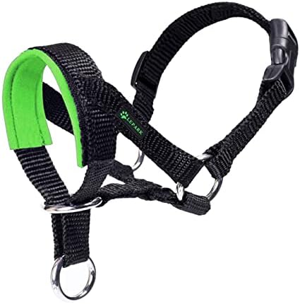 ILEPARK Dog Head Collar with Padded Fabric, Head Harness for Dogs, Anti pulling Head Halter Collar, Adjustable and Easily Control (S, Apple Green)