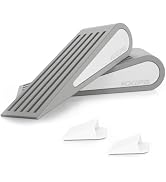 2 Pack Rubber Door Stopper Wedge - Grey Non-Slip Soft TPR High-Elastic & Zinc Alloy Metal Materia...