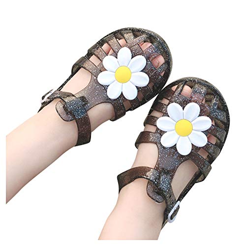 Girls' Sandals Kids Summer Baby Shoes Beach Flowers Girls Solid Princess Sandals Children Baby Shoes (Black, 3-3.5Years)3