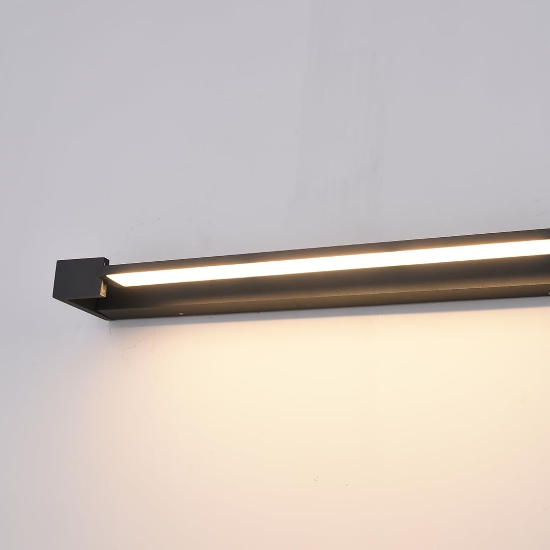 NEONA LINEA LED Wandleuchte Schwarz Aluminium, 340° Drehbare Lichtleiste Warmweiß Blendfreies Licht, Badezimmer Flur Wohnzimmer Wetterfest (Schwarz)
