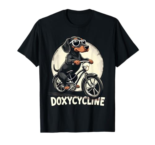 Doxycycline Pharmacy Funny Dachshund On Bicycle Pharmacist T-Shirt