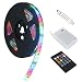 LED Strip Lights, BLIIFUU 5V Battery Case Flexible Powered RGB TV Backlight SMD 3528 IP65 Waterproof Strip Lights with 20 Keys Remote Control and Voice Control Multi Color Changing 2M/6.56ft