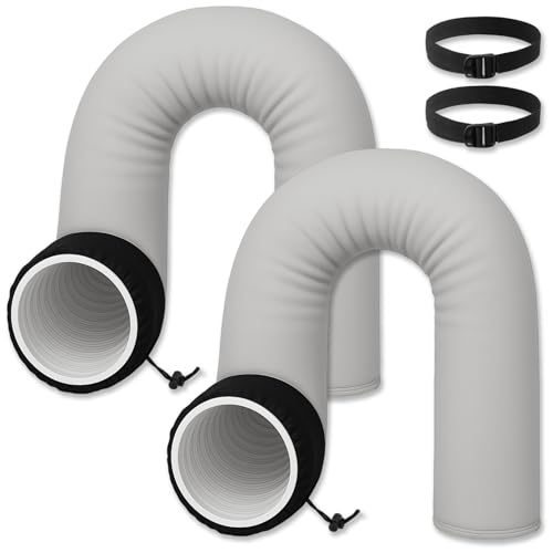 Image of Outus 2 Pcs Portable Ac Hose Insulation Sleeve 60in Portable Air Conditioners Insulated Cover Wrap Fit for 5 inch& 5.9 inch Diameter Exhaust Easy Installation with Adjustable Strap (Gray)