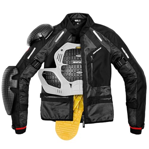Image of Reise Spidi Tech Armour Motorcycle Riding Jacket | Level-2 CE Protectors | Adjustable Wrist & Arm Straps | 3M Scotchlite Reflectors | Step-In Armor Compatible - Black, XL Regular
