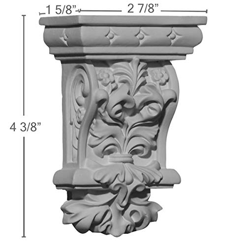 Ekena Millwork COR02X01X04VL 2 7/8-Inch W x 1 5/8-Inch D x 4 3/8-Inch H Valletta Corbel