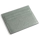 M-Plateau Credit Card Wallet, Super Slim Card Holder, Genuine Leather Wallet for Man and Women with 6 Card Slots and 1 Pocket (Light Green)