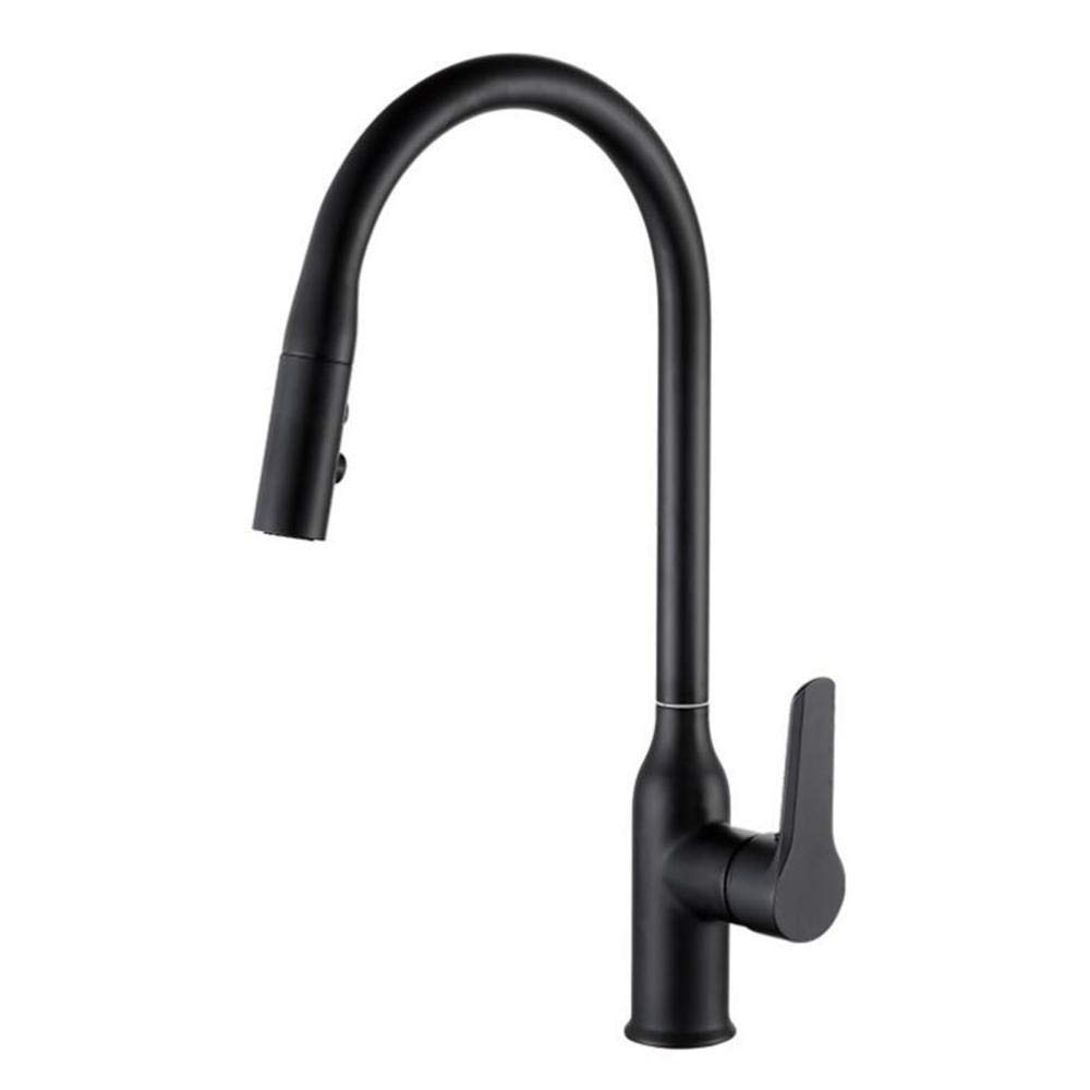 Robinet de cuisine noir à rotation 360 ° et douchette laiton