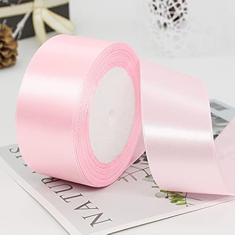 22 m x 38 mm Pink Satin Ribbon, 2 Rolls of Light Pink Ribbon, Decoration Ribbon, Gift Ribbon, Wide Fabric Ribbon for Weddings Cover