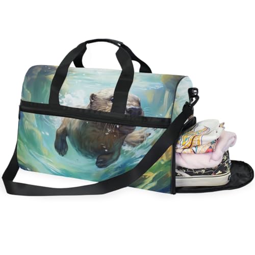 Otter 1 Travel Duffel Bag Luggage Sports Gym Bags With Shoes Compartment Large Capacity Lightweight Duffle Bag For Men Women2