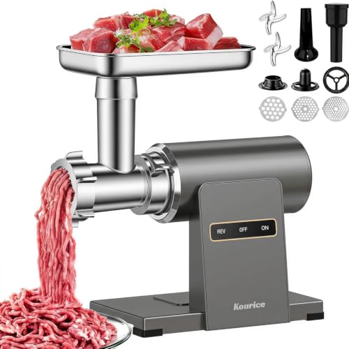 Image of Electric Meat Grinder for Home Use, 2800W Peak Power, Heavy Duty Metal Body with Auto-Reverse, 2 Blades & 3 Grinding Plates, Sausage Stuffer & Kibbeh Kit, Easy Clean