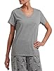 HUE Women's Sleepwell Basic Short Sleeve V-Neck T-Shirt for Lounging Or Sleeping, Made with Temperature Regulating Technology Pajama Top, Medium Grey Heather, 4XL #4
