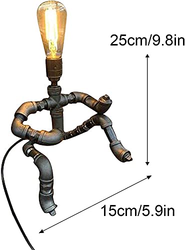Retro Tafellamp Industriële Ijzer Waterpijpen Robot Tafel Lamp Steampunk Desktop Lichte Steampunk Stijl Tafellamp… - Afbeelding 6