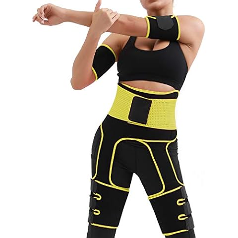 Reshe Waist Trainer for Women, Waist Thigh Trimmer and Weight Loss for Workout, New Yellow, S-M Cover