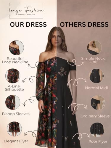 Image of Leriya Fashion Dress for Women | Stylish Western One Piece Dress for Women Short & Long Fit & Flare | Ankle Length Casual Summer Dresses for Beach & Stylish Party Outifits 3 /4 Sleeve