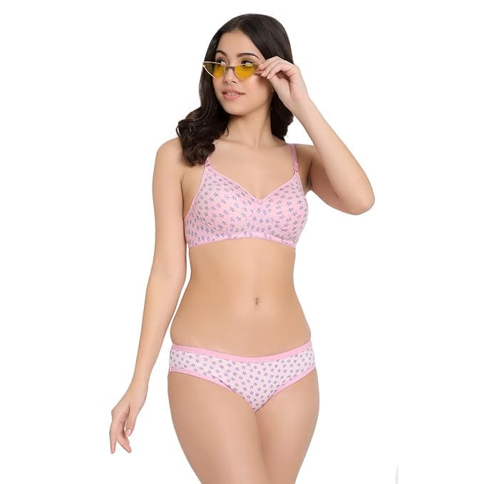 Cotton Printed Bra Panty Set for Women | Lightly-Padded Bra with Low Waist Panty | Soft & Breathable Lingerie Set | Daily Comfort Bra Panty Combo for Women – Sexy & Stylish Design-image-26