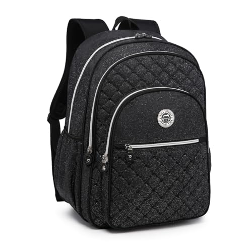 Mochila Feminina Kika Glitter Juvenil Notebook Escolar Costa (Preto)