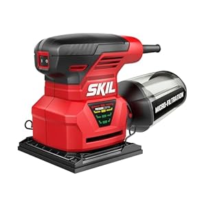 SKIL 7292-02 2.0 Amp 1/4 Sheet Palm Sander with Pressure Control , Red