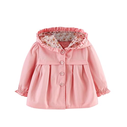 Vestes à capuche décontractées pour le printemps et l'automne 2025 - Manteau coupe-vent pour bébé fille - Manteaux d'hiver avec trous pour les pouces, rose, 18-24...