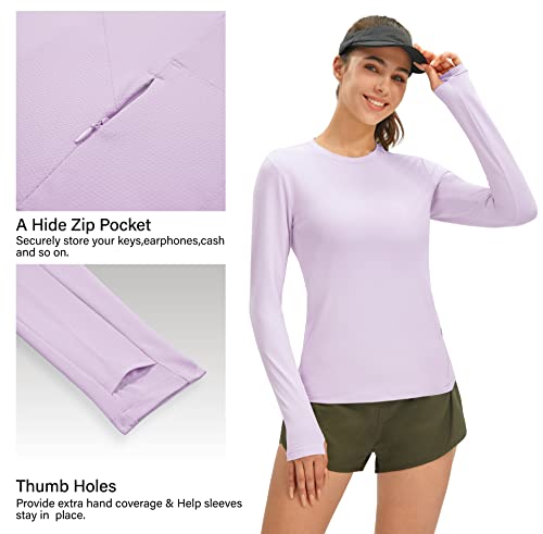 Persit Long Sleeve Workout Shirts For Women Uv Protection Athletic Hiking Spf Upf 50 Sun Shirt Running Fishing Yoga Tops-Purple-M #TOP4