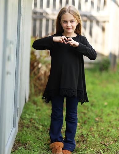 Image of Arshiner Girls Tunic Tops Casual Basic Loose Soft Swing Pullover Long Blouse T-Shirt Tee