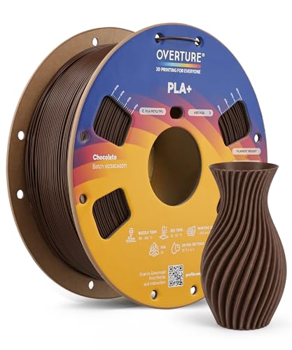 OVERTURE High Speed PLA+ 2.0 3D Printer Filament 1.75mm, 1kg Chocolate