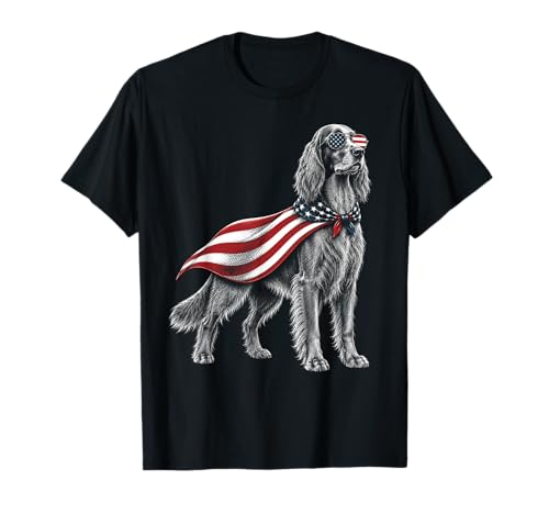 Irish Setter 4th of July US American Flag Dog Patriotic T-Shirt