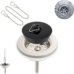 Valvula Fregadero 90Mm Válvula de drenaje para fregadero, 1 set, Ø 62,5 mm - 1 1/4 Pulgadas, Parte superior en acero inoxidable 201, Tornillo de montaje M6 x 60, Base PP con tuerca de latón, Sello de PVC y tapón 41 mm, Tapa