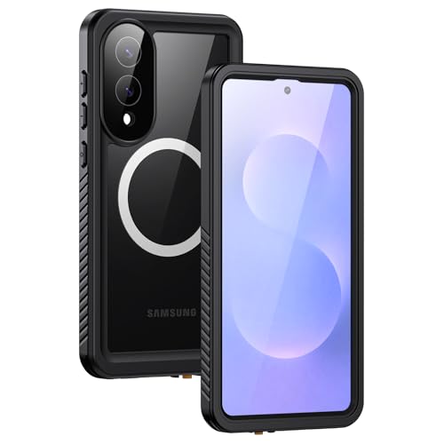 Image of Lanhiem Magnetic for Samsung Galaxy S25 Edge Phone Case, IP68 Waterproof Dustproof Case with Built-in Screen Protector, Rugged Full Body Protective Cover for Galaxy S25 Edge 6.7 Inch, Black