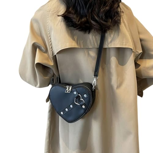 Heart Shape Crossbody Bag Rivet Shoulder Bags for Women Girl Fashion Bags Leather Bag2