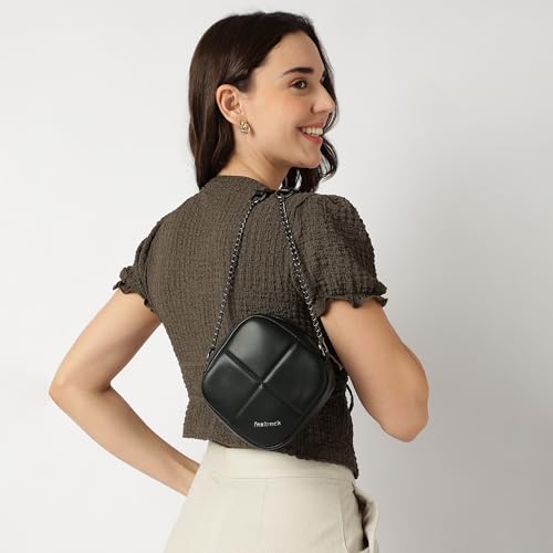 Image of Fastrack Puff Sling with Detachable Pouch | Faux-Leather Women's Handbags | Sling for Casual Carry