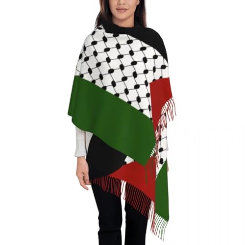 Scarfs For Women - Novelty Palestine Flag Pattern Pashmina Tassels Shawls And Wraps, For Evening Dresses Weddi