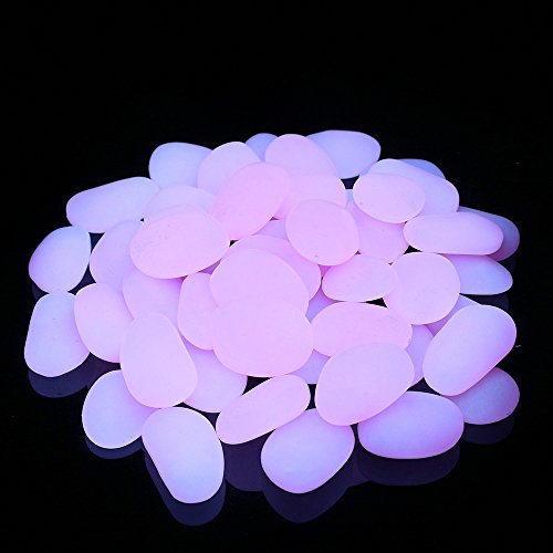 Image of Shiny Stone Glow in the Dark Pebbles, Rose, Big Size 3-4cm, 400g /14.1oz | Decorative Glow Stones, Fish Tank Aquarium Gravel, DIY Garden Gifts Decoration