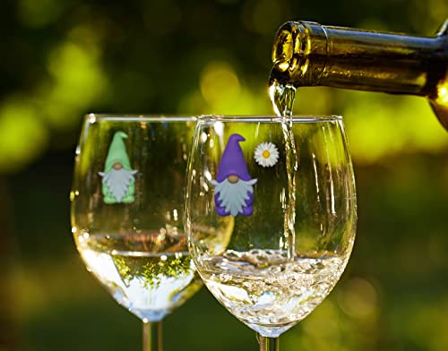 Gnome And Flower Wine Glass Charms - Pastel Drink Markers For Easter, Spring, Baby Showers - Cute Set Of 7 Charms Perfect For Champagne, Wine And More #TOP5