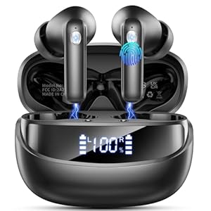 Bluetooth Kopfhörer, 2026 Kopfhörer Kabellos Bluetooth 5.4, 50 Std Spielzeit In Ear Kopfhörer HiFi Stereo mit 4 ENC Noise Cancelling Mics, IP7 Wasserdicht Kabellose Kopfhörer, Ohrhörer mit LED-Anzeige