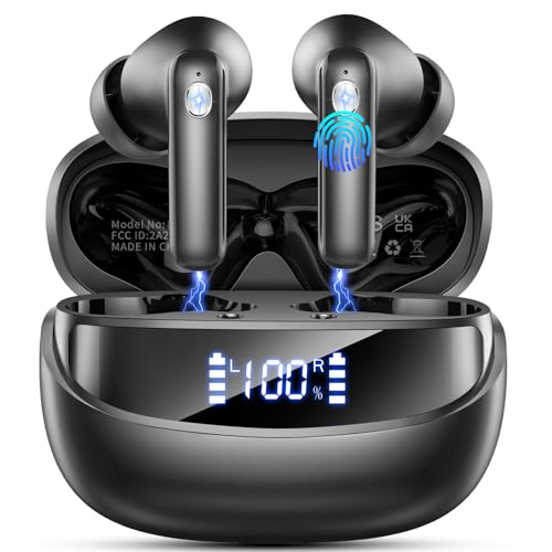 Bluetooth Kopfhörer, 2026 Kopfhörer Kabellos Bluetooth 5.4, 50 Std Spielzeit In Ear Kopfhörer HiFi Stereo mit 4 ENC Noise Cancelling Mics, IP7 Wasserdicht Kabellose Kopfhörer, Ohrhörer mit LED-Anzeige
