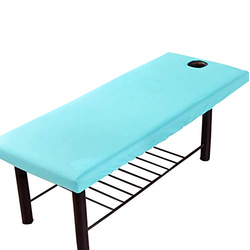 Yzki - Sábana de masaje para masaje de belleza, funda de sofá con orificio para la cara, borde elástico de cordón elástico envolvente profesional, suave, 70 x 190 cm (azul)