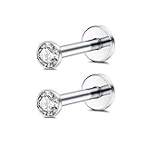 16 g de acero quirúrgico con rosca interna, micro circonita cúbica, joyería minimalista para el cuerpo, regalo de Navidad con rosca trasera, parte superior para tragushélicelabret, lóbulo Stud 1
