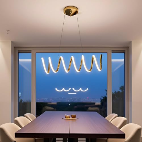 Image of LED Hanging Light for Living Room /Dining Table, Chandelier for Ceiling of Hall, Jhoomer /Jhumar Hanging Lamp for Breakfast Table, Hanging Light for Home Decoration (Golden) (CH59)