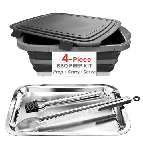 Dayliyum 16L Collapsible BBQ Prep Tub with Locking Lid & Prep Surface