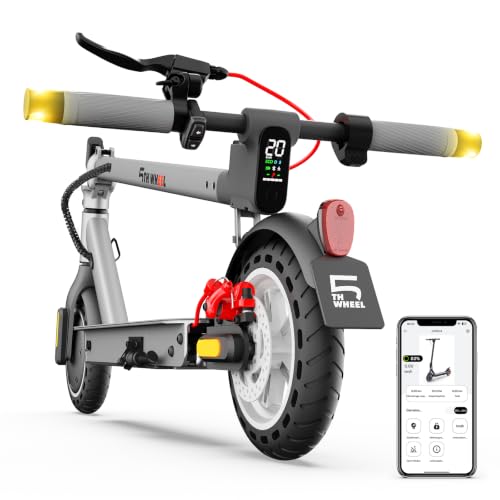 5TH WHEEL V30PLUS E Roller mit Straßenzulassung, 8,5 Zoll E Scooter, Max 32km Reichweite 20km/h, Elektro Scooter bis 120kg,Doppelte Stoßdämpfung, Dual-Bremse Elektroroller Erwachsene, Blinker und APP