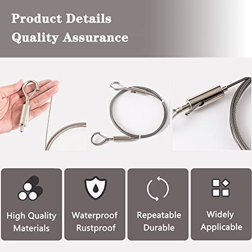 Picture Hanging Wire, Adjustable Hanging Wires Kit Mirror Frame Kit 2Pcs 2M X1.5Mm Hook Heavy Duty Stainless Steel Wire Rope Hook Wall Mount Wire For Mirror, Picture Frame, Light Hold Up To 24Kg #TOP1